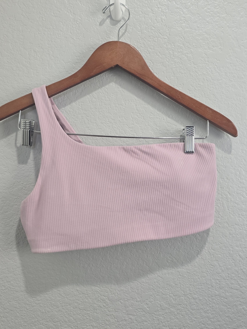 Lululemon Ribbed Nulu Asymmetrical Yoga Bra Pink Peony Size 10 One Shoulder